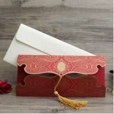 Red Marriage Invitation Card with Tassel Festive Card Personalized Custom
